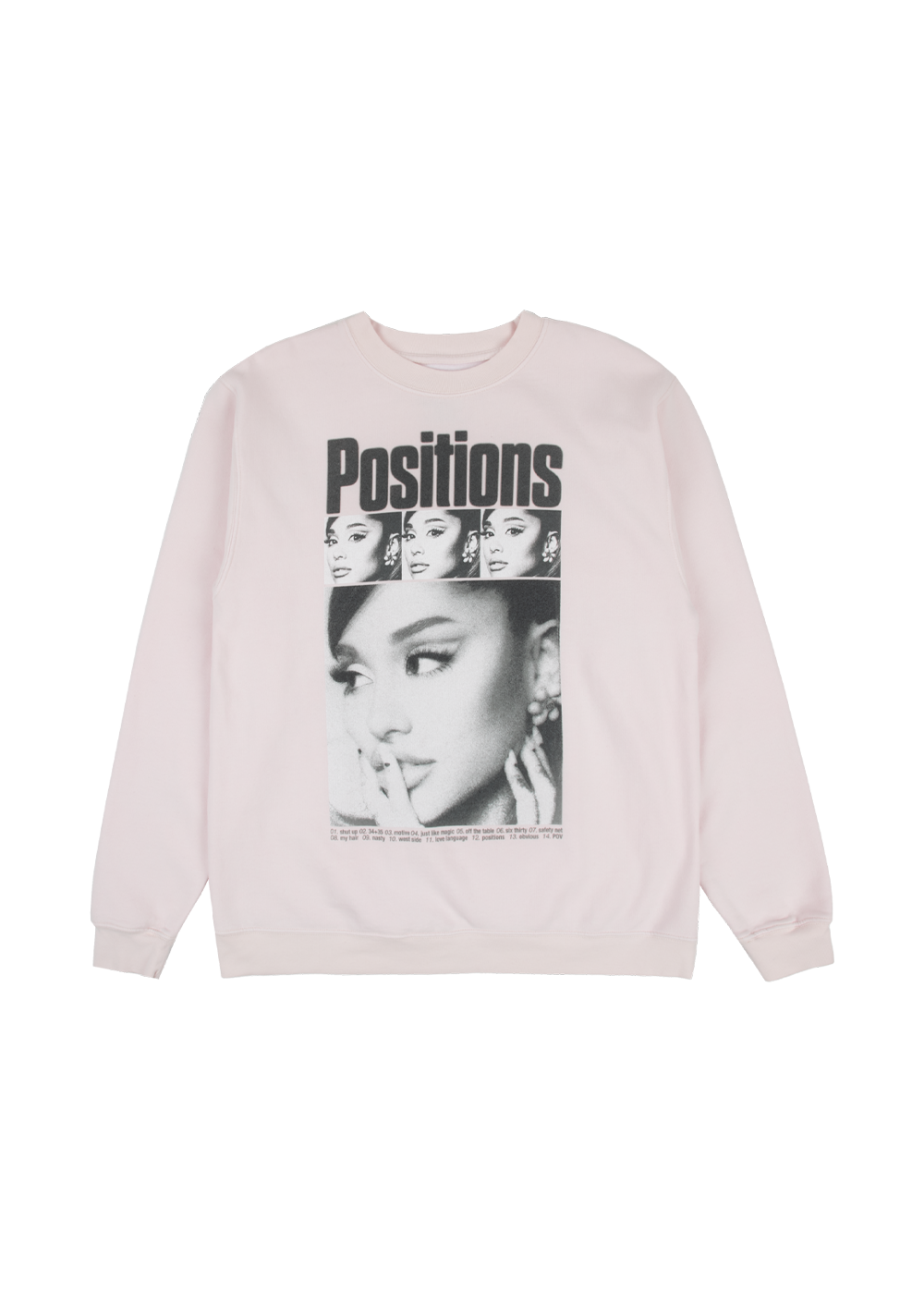 Ariana Grande Merch - positions rewind pink crewneck